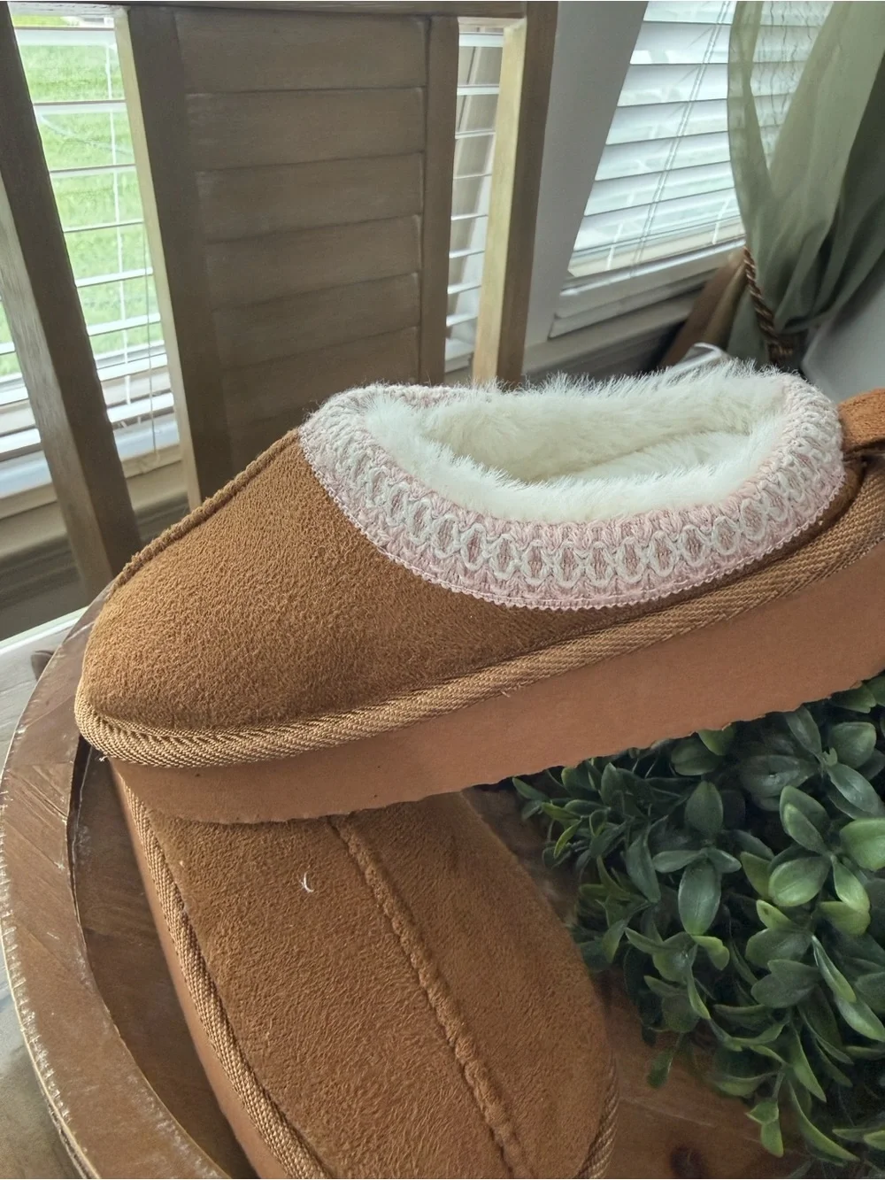 kensie girl Tan Suede-Look Baby Slip-On Booties